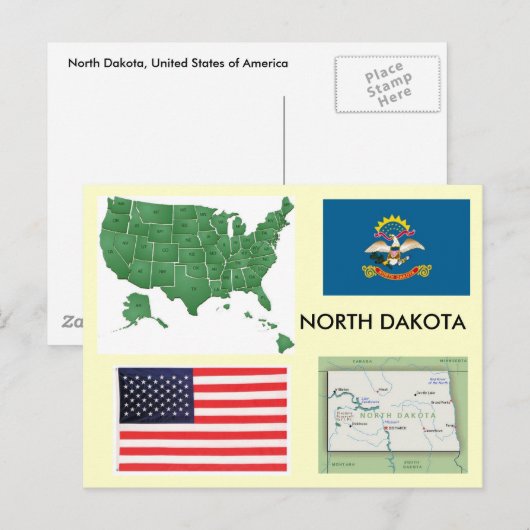 North Dakota, Verenigde Staten Briefkaart (Voorkant / Achterkant)