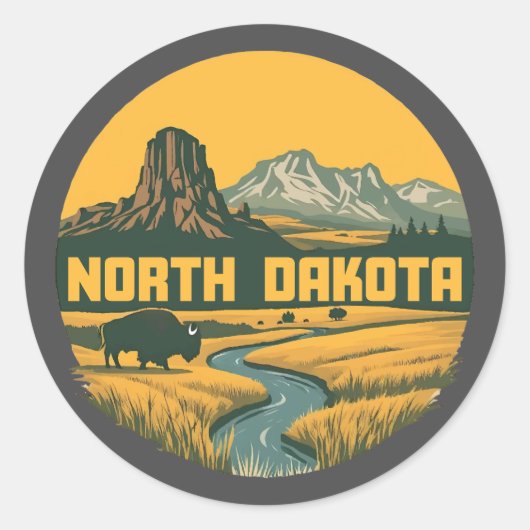 North Dakota Verenigde Staten Ronde Sticker (Voorkant)