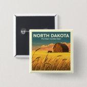 North Dakota Vierkante Button 5,1 Cm (Voorkant /achterkant)