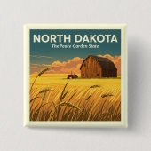 North Dakota Vierkante Button 5,1 Cm (Voorkant)