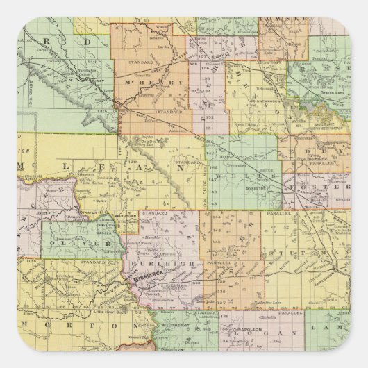North Dakota Vierkante Sticker (Voorkant)