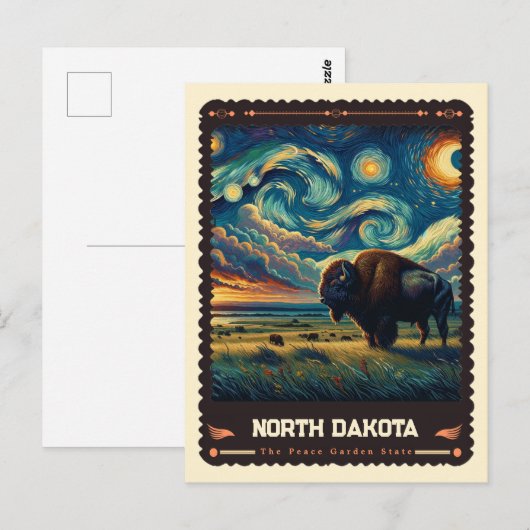 North Dakota | Vincent van Gogh geïnspireerd Briefkaart (Voorkant / Achterkant)