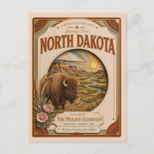 North Dakota Vintage Paper Cut Amerikaanse Arcana Briefkaart