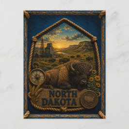 North Dakota Vintage Reis Briefkaart