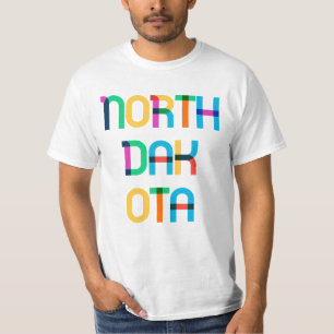 North Dakota Vintage Retro Pop Art Kleurrijk 80s T-shirt