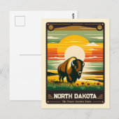 North Dakota | Vintage van patriottische spirit Briefkaart (Voorkant / Achterkant)