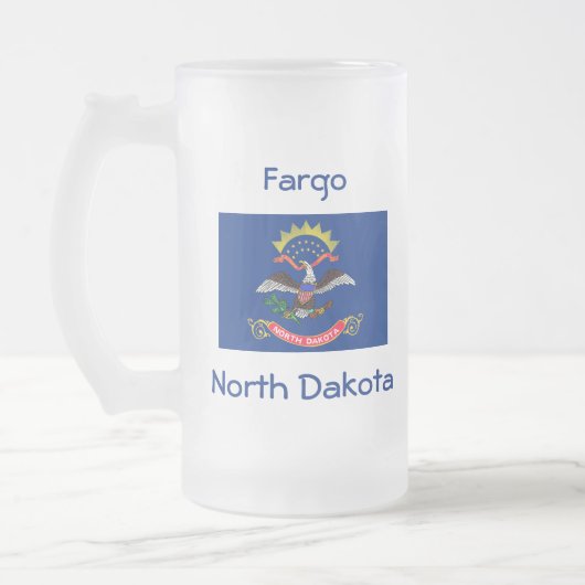 North Dakota Vlag Kaart Stad Mok (Links)