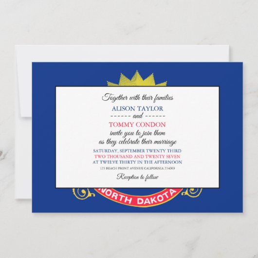 North Dakota vlag, vlag van North Dakota bruiloft Kaart (Voorkant)