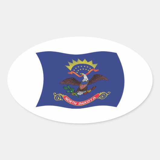 North Dakota Vlagsticker Ovale Sticker (Voorkant)