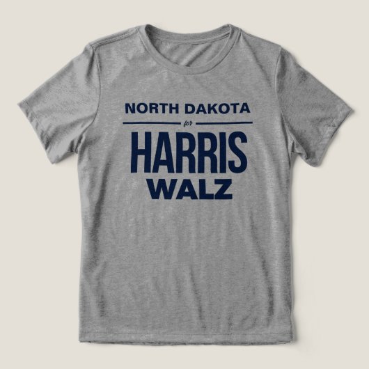 North Dakota voor Harris Walz Tri-Blend Shirt (Design voorkant)