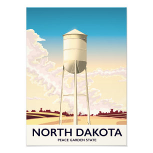 North Dakota Watertoren reisposter Foto Afdruk