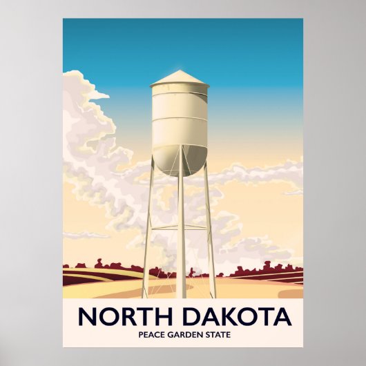 North Dakota Watertoren reisposter Poster (Voorkant)
