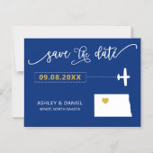 North Dakota Wedding Save the Date Kaart, Map Magnetische Uitnodiging (Voorkant)