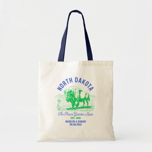 North Dakota Wedding Welcome Bag, State Love Tote Bag (Voorkant)