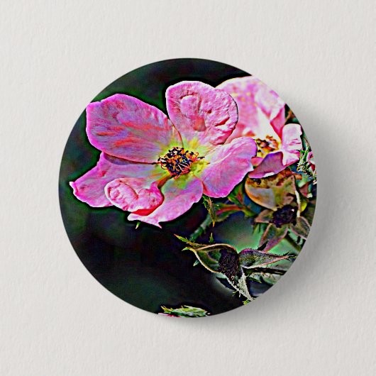 North Dakota Wild Roos Ronde Button 5,7 Cm (Voorkant)