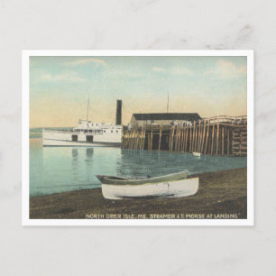 North Deer Isle Maine, stoomboot bij Dock, 1910 Briefkaart