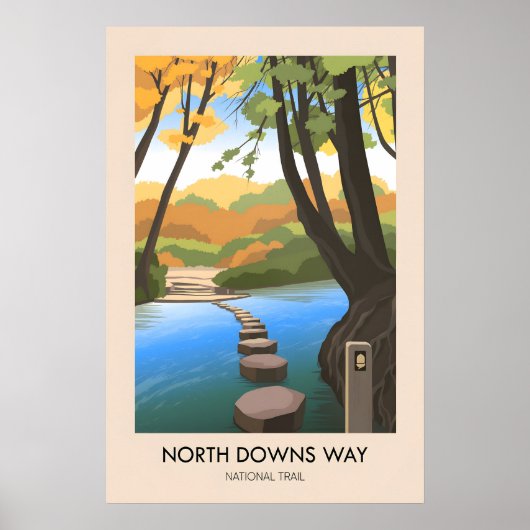 North Downs Way Nationaal Wandelpad Reisposter Poster (Voorkant)