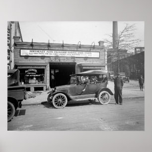 North East Auto Exchange, 1926. Oude foto Poster