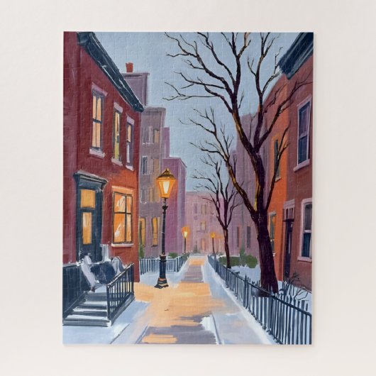 North End Winter Boston Watercolor Painting Legpuzzel (Verticaal)