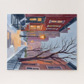 North End Winter Boston Watercolor Painting Legpuzzel (Horizontaal)