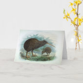 North Island Brown Kiwi  Bird Illustration Kaart (Gele Bloem)