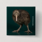 North Island Brown Kiwi Vierkante Button 5,1 Cm (Voorkant)