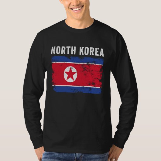 North Korea Flag Distressed  Men Women  North Kore T-shirt (Voorkant)