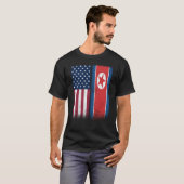 North Korea North Korean American Flags Proud USA T-shirt (Voorkant volledig)