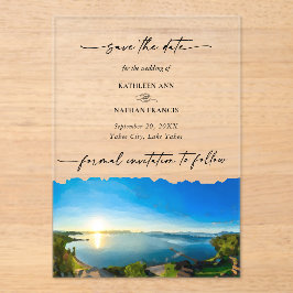 North Lake Tahoe Destination Wedding Bewaar de dat Acryl Uitnodigingen