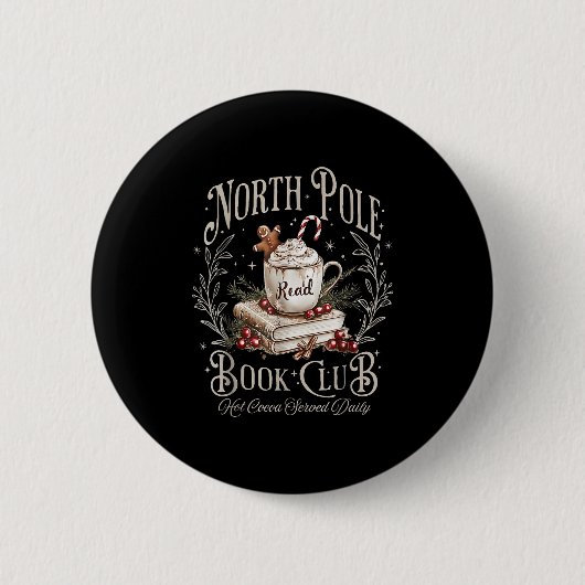 North Le Book Club Christmas Bookish kerstboeken L Ronde Button 5,7 Cm (Voorkant)