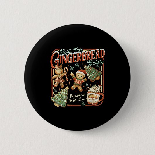North Le Gingerbread Bakery Christmas  Ronde Button 5,7 Cm (Voorkant)
