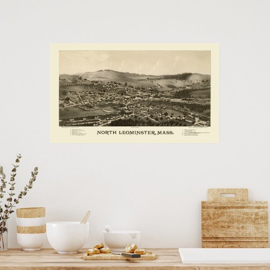 North Leominster, MA Panoramic Map - 1887 Poster (Keuken)