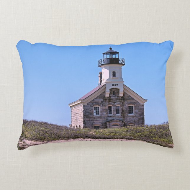 North Lighthouse Block Island RI Accent Pillow Accent Kussen (Voorkant)