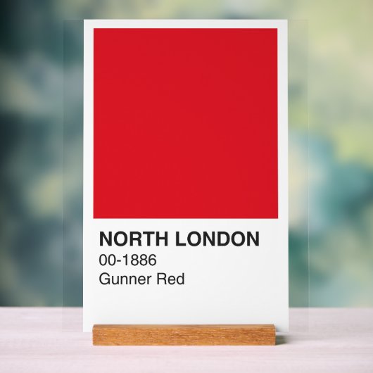 North London Gunner Rood - Witte achtergrond Acryl Bord (Neutraal)