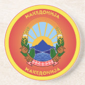 North Macedonia National Emblem Circle Shape Zandsteen Onderzetter (Voorkant)