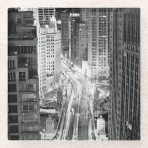 North Michigan Avenue in Chicago na de winter Glazen Onderzetter