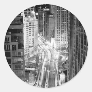 North Michigan Avenue in Chicago na de winter Ronde Sticker
