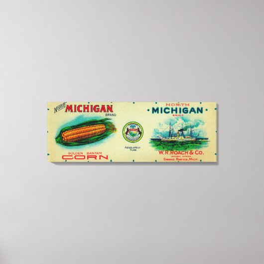 North Michigan Corn LabelGrand Rapids, MI Canvas Afdruk (Voorkant)