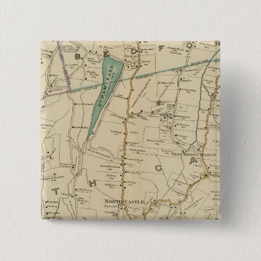North New York City Vierkante Button 5,1 Cm (Voorkant)