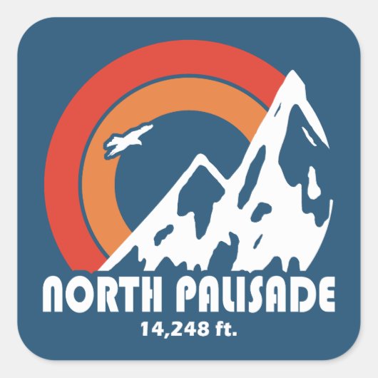 North Palisade California Sun Eagle Vierkante Sticker (Voorkant)