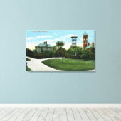 North Park Uitzicht of Brownell School, Fire Canvas Afdruk (Insitu (Houten vloer))