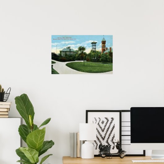 North Park Uitzicht of Brownell School, Fire Poster (Thuiskantoor)