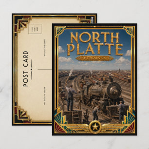 North Platte Nebraska Vintage Art Deco Gouden Tijd Briefkaart