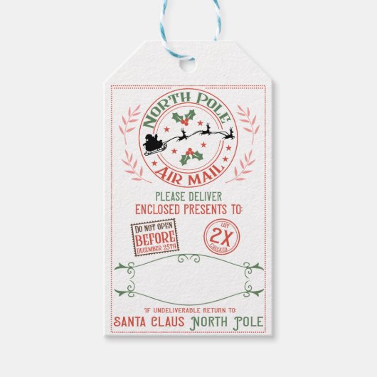 North Pole Air Mail Cadeaulabel (Voorkant)