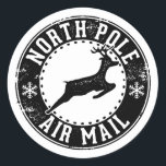 North Pole Air Mail Christmas Favor Cadeau Cadeau Ronde Sticker<br><div class="desc">North Pole Air Mail Kerststempel Classic ronde Stickers.</div>