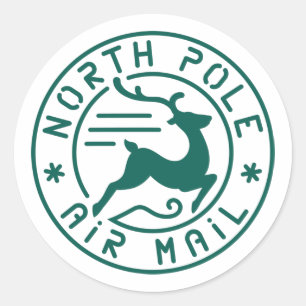 North Pole Air Mail Ronde Sticker