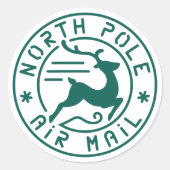 North Pole Air Mail Ronde Sticker (Voorkant)