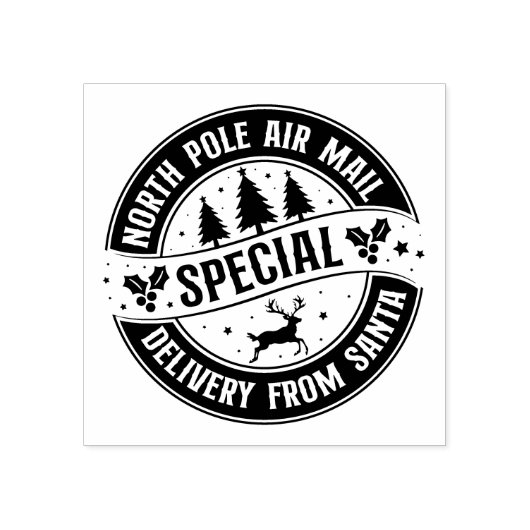 North Pole Air Mail Speciale levering Rubberstempel (Afrduk)