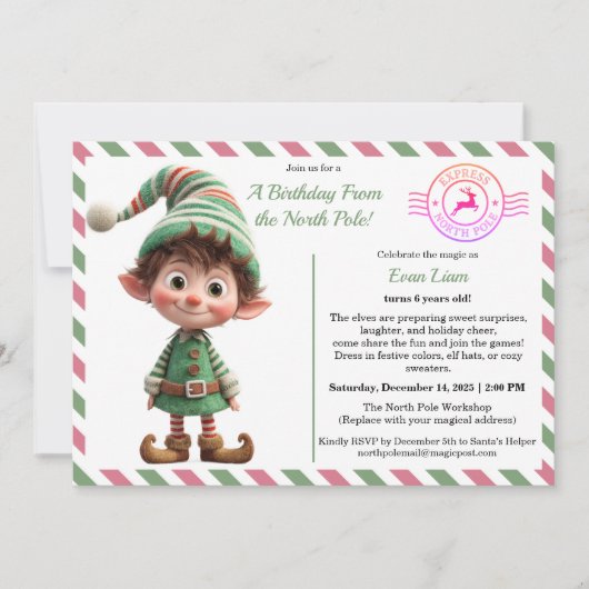 North Pole Birthday Magic | Enchanted Elf Kaart (Voorkant)