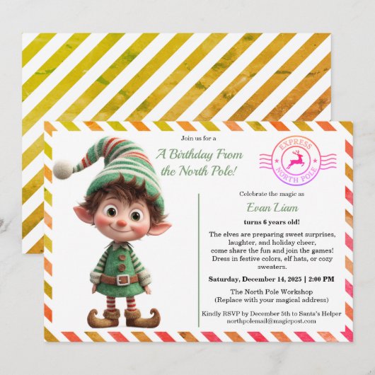 North Pole Birthday Magic | Enchanted Elf Kaart (Voorkant / Achterkant)